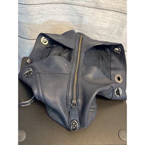 Coach Turnlock Edie Shoulder Bag Purse Dark blue pebbled Leather - Picture 8 of 8